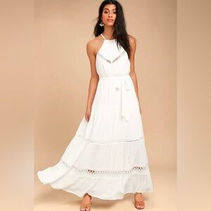 Some Kind of Wonderful White Lace Maxi Dress - Small